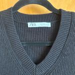 ZARA Black Ribbed V Neck Sleeveless Sweater Vest Knit Top Women's Size S Photo 3