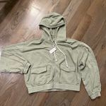 Aerie NWT  Cropped Zip Up Hoodie size Large Sage Green Photo 0