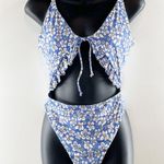 Dippin' Daisy's Floral Cutout One Piece Swimsuit Bathing Suit Blue Large Photo 0