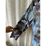 Jess & Jane 100% Cotton Boho Art To Wear Earthy Floral Embellished Jewels Top XL Photo 2