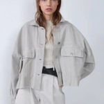 ZARA Corduroy Button Down Light Jacket in Beige Sz XL Photo 0