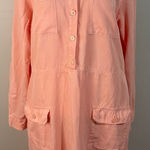 Soft Surroundings  Peach Linen Blend Roll Tab Sleeve Shirt Dress Size Medium Photo 0