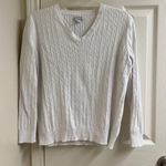 kim rogers White V neck cable knit golf tennis sweater pickle ball old money Photo 0