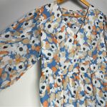 Joie  Floral Field Blue Maxi Tiered V Neck Dress Orange Long Sleeve Cottagecore Photo 3