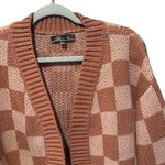 Blue Blush Knit Checkered Cropped Open Front Cardigan Sweater Size Small Photo 5