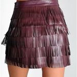 Bailey 44 Dessie Skirt Wine Faux Leather Fringe Skirt Sz  MSRP:$298 No Size Tag Photo 4