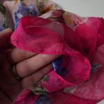 Pink Floral Scarf‎ Art to Wear Artsy Flowers Gardening Gift Feminine Wrap Twee * Photo 2