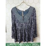 Akemi + Kin  from Anthropologie Blue Marcella Peasant Blouse - Size - Medium Photo 5