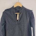 J.Crew NEW Ruffle Trim V-Neck Popover Clip Dot long Sleeve Black Size S Photo 1