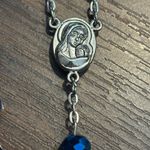 Vintage Terra Jerusalem Rosary relic beads and shimmering Aurora Borealis bead. Blue Photo 4