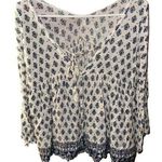 En Crême En Creme White and Blue Floral Peasant Top - Size Large Photo 0