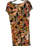 Anne Klein Dress Coral Multi Short Sleeve Scoop Neck Knee Length Sz 10 Photo 1