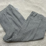 Old Navy NWOT  Pants 3X Linen Stripe Blue White Wide Leg Pull Up High Waist Photo 0
