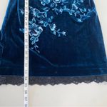 White House | Black Market WHBM Teal Velvet Lace Trim Floral Embroidered Flounce Sleeve Dress XS Petite Photo 6