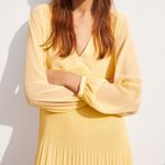 ZARA NEW  pleated flowy yellow maxi midi dress L Photo 4