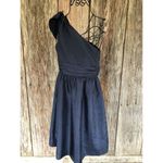 Jenny Yoo  6 Navy Blue Crinkle empire waist one shoulder Knee Length Prom dress Photo 1