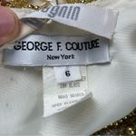 Vintage I.MAGNIN Crew‎ Neck Long Dress In Gold and White Size 6 Photo 4
