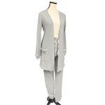 Blu Pepper Gray Ribbed Knit Lounge Set Small, NWT, Cozy Life Cardigan and Pants Photo 6