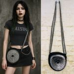 Handmade Crochet Soda Can Pull Tab Purse Black Round Crossbody Bag Boho Goth Photo 1