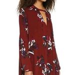 Free People Red Floral Boho Tunic Mini Dress Top Size Small Photo 1