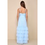Lulus NWT  Endlessly Darling Light Blue Mesh Tiered Tie-Strap Maxi Dress Size S Photo 5