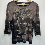 Christopher & Banks Patriotic Stars and Stripes God Bless America Sequined Top L Photo 5