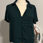 Lulus  Deep Green Button-Down Shirt Photo 0