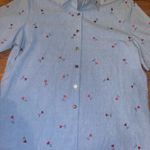 Koret city blues Blue Button Down Shirt with heart Print vintage grandma Size M Photo 1