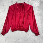 Current Air Current Air Blouse Womens Small Red Satin Wrap Cocktail Romantic Date Night Photo 1
