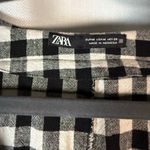 ZARA  Black and White Buffalo Plaid Gingham Puff Sleeve Dress Medium Photo 5