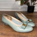 Salvatore Ferragamo Vintage Light Blue Heels with Bow Made in Italy Photo 5
