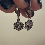 None On hold Simple sweet little flower with pink and clear crystal earrings Photo 1