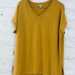 Orvis  Shirt Deep Mustard Yellow Super Soft Stretch V Neck Step Hem Sz XXL Photo 0