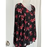 Roz & Ali  Women's XL Black Floral Cold Shoulder Long Sleeve Blouse Top X-Large Photo 7
