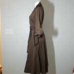Boston Proper Brown Tie Waist Midi Shirt Dress Photo 2