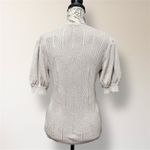 Elie Tahari New  M Beige Ribbed knit V Neck Puff Sleeve Pullover Sweater Holiday Photo 3