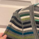 Aeropostale Womens Striped V Neck Long Sleeve Top Gray Green Blue Large Photo 4