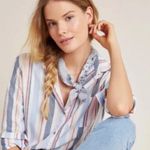 Anthropologie Maeve Chatham Striped Button Down Linen Blend Shirt Photo 11