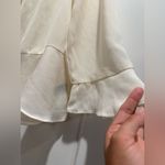 Frye Lace Up Sheer Ruffle Top in Cream Women’s Size Large Photo 5