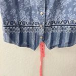 Vintage Vivaldi Denim Vest Boho Cottagecore Chic Floral Large Made in USA Blue Photo 1