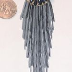 Gold Tone Faux Pearl Mixed Metal Dangling Chain Boho Brooch Shoulder Pin Black Photo 3