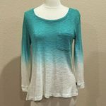 Z by Zobha Teal Ombre Lightweight Long Sleeve Top Size Small Green Photo 0