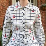 Vintage 60s Nautical Embroidered Sweater Jacket White Size M Photo 1