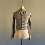 Old Navy  Reversible UltraLite Mock Neck Rib Knit Ruched Top | Size: S | Gray Photo 2