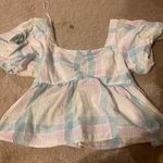 Old Navy Pastel Plaid  Peplum Top Photo 0