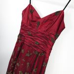 Adrianna Papell Vintage Papell Boutique Red Black Velvet Floral Midi Dress Dark Romantic Fairy Photo 7