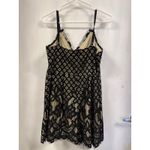 Black Lace Overlay V Neck Spaghetti Strap Mini shortall rompers Sz M Size M Photo 2
