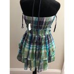 Aerie  Blue Green Metallic Plaid Halter Ruffle Mini Dress Small Trendy‎ & Chic Photo 5