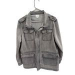 Ellison  Gray Button Epaulettes Four Front Pockets‎ Zipper  Military Jacket L Photo 8
