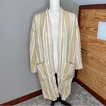 Eileen Fisher  Striped Organic Cotton Kimono Jacket Reed Yellow Small Medium S/M Photo 1